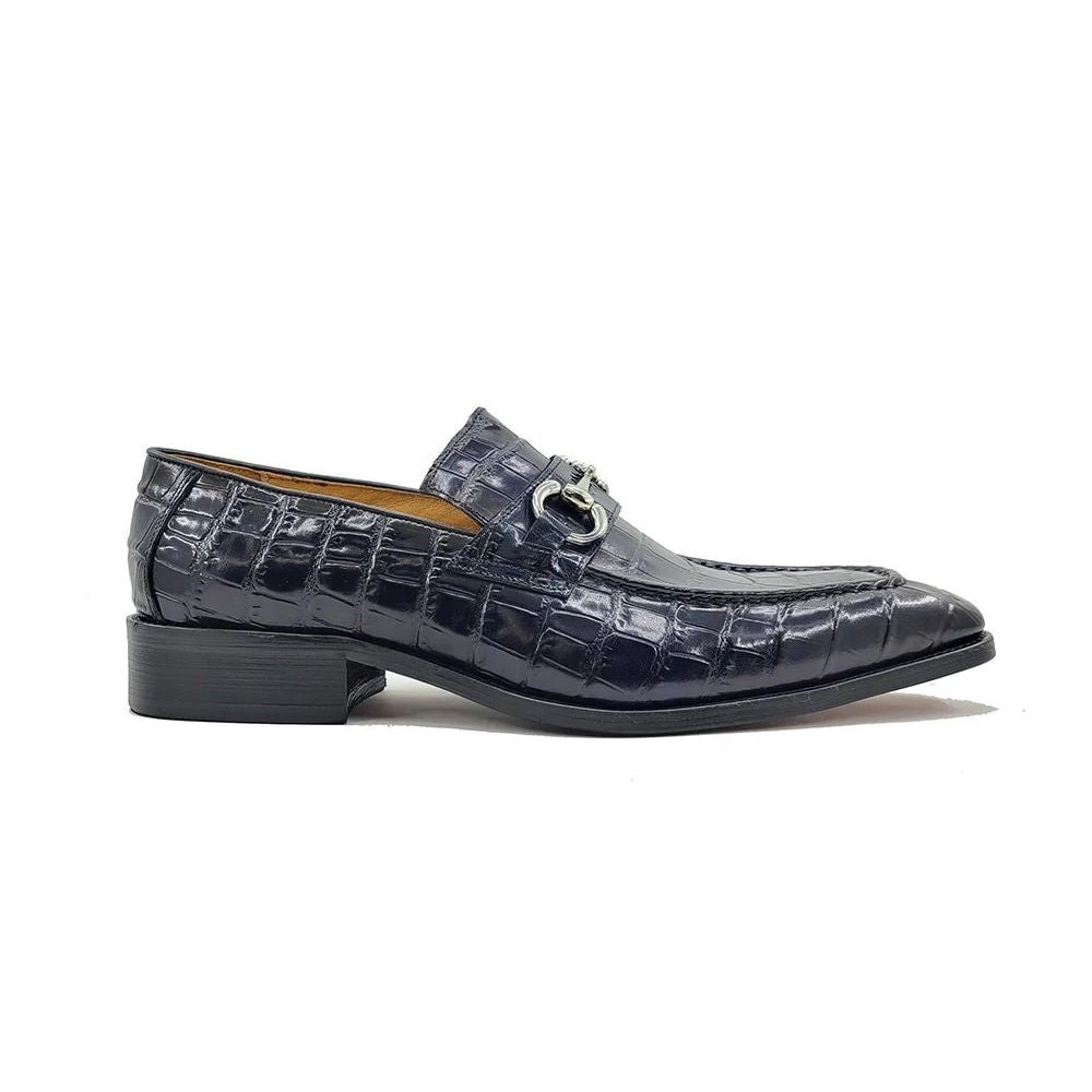 Carrucci Navy Embossed Signature Buckle Loafer - Size 10 Only