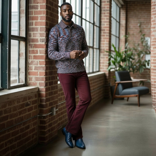 Prestige Navy Multi-Color Polo Sweater CH-590A