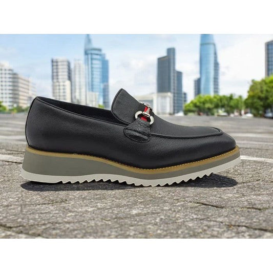 Carrucci Black Horsebit Buckle Casual Loafer