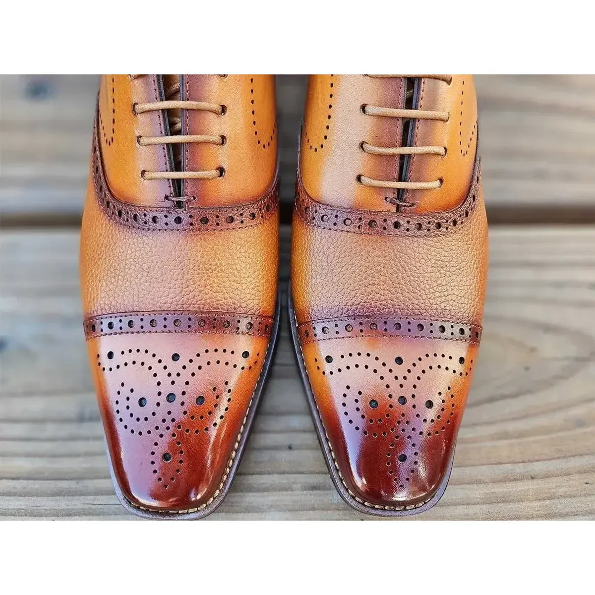 Carrucci Cognac Cap Toe Oxford Dress Shoe - KL903-06
