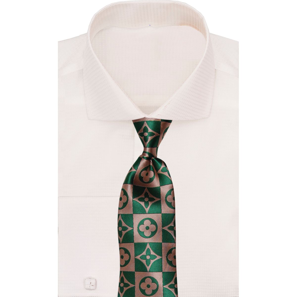 Verse 9 Gold Green LV Inspired Stripe Necktie - LVSQ-5