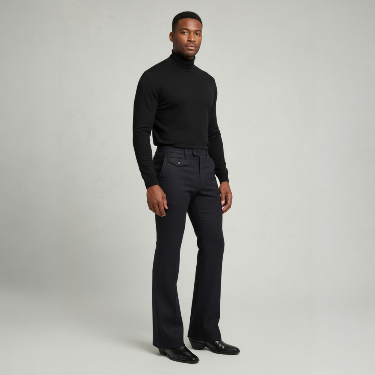 C Couture Black Flannel Flare Leg Pants - FSL-900