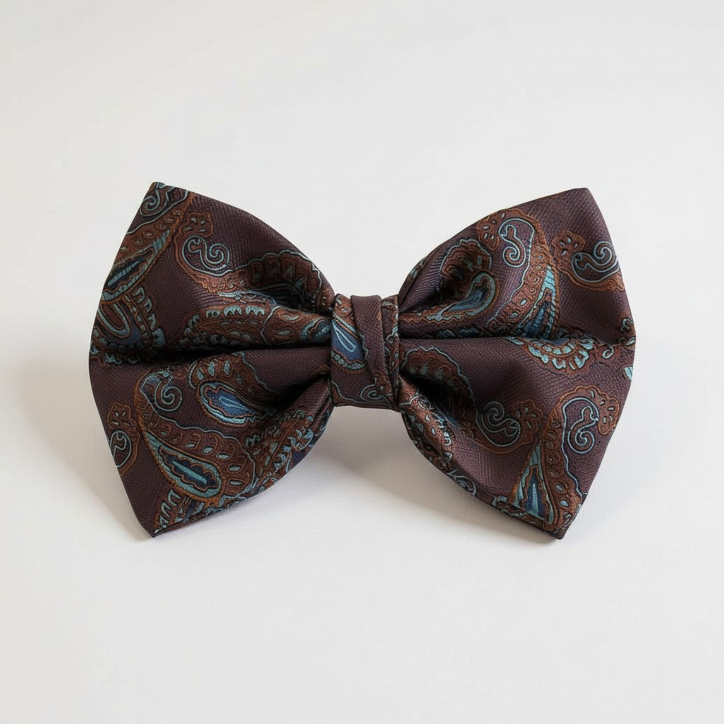 Orange Teal Paisley Bowtie BTP2172