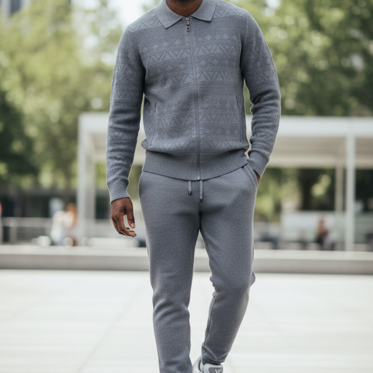 Prestige Gray Luxury Sweater Jogger Suit - LNG-110-GRAY