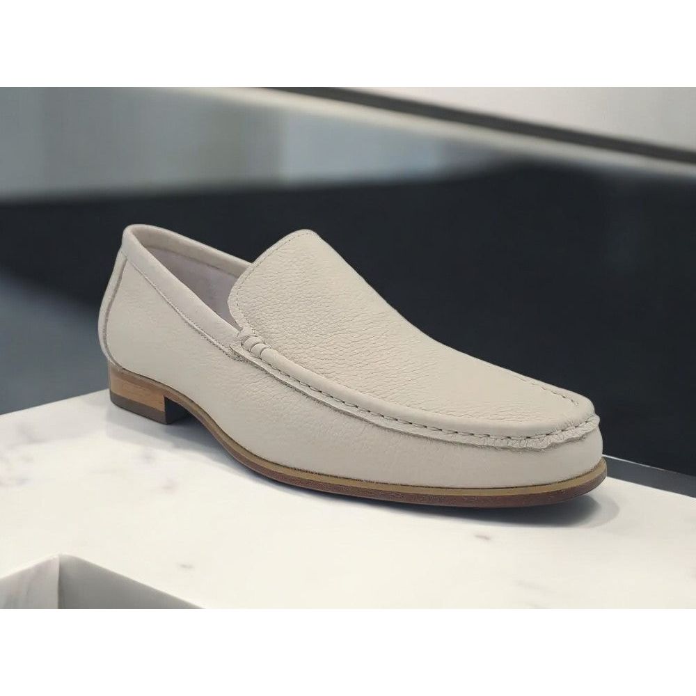 Carrucci Bone Dear Skin Leather Sole Slip-on Casual Loafer - KL201-02