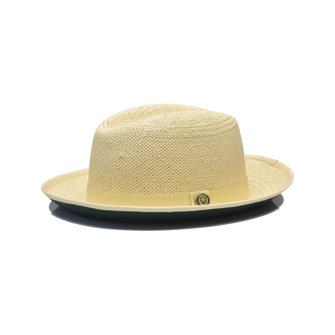 Natural Green Bottom Fedora Brim Straw Hat