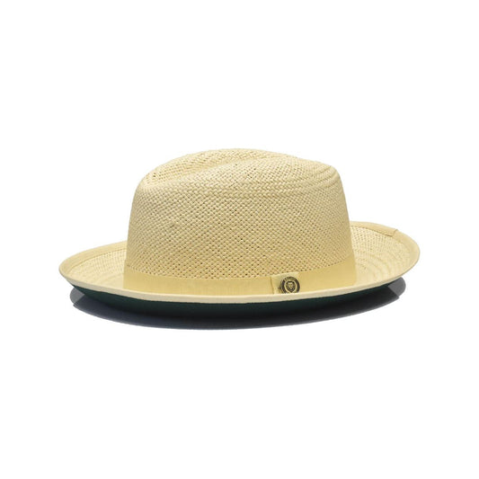 Natural Green Bottom Fedora Brim Straw Hat