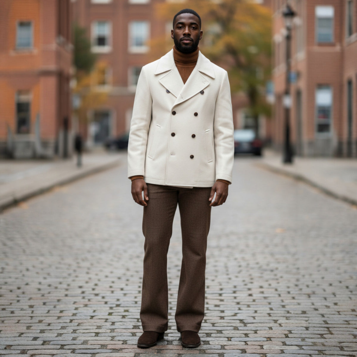 C Couture Beige Cream 8 Button Peacoat PKC-1290