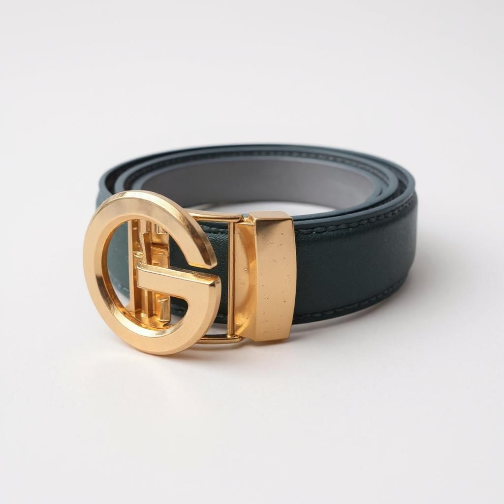 Designer Gold G Genuine Leather Green Belt