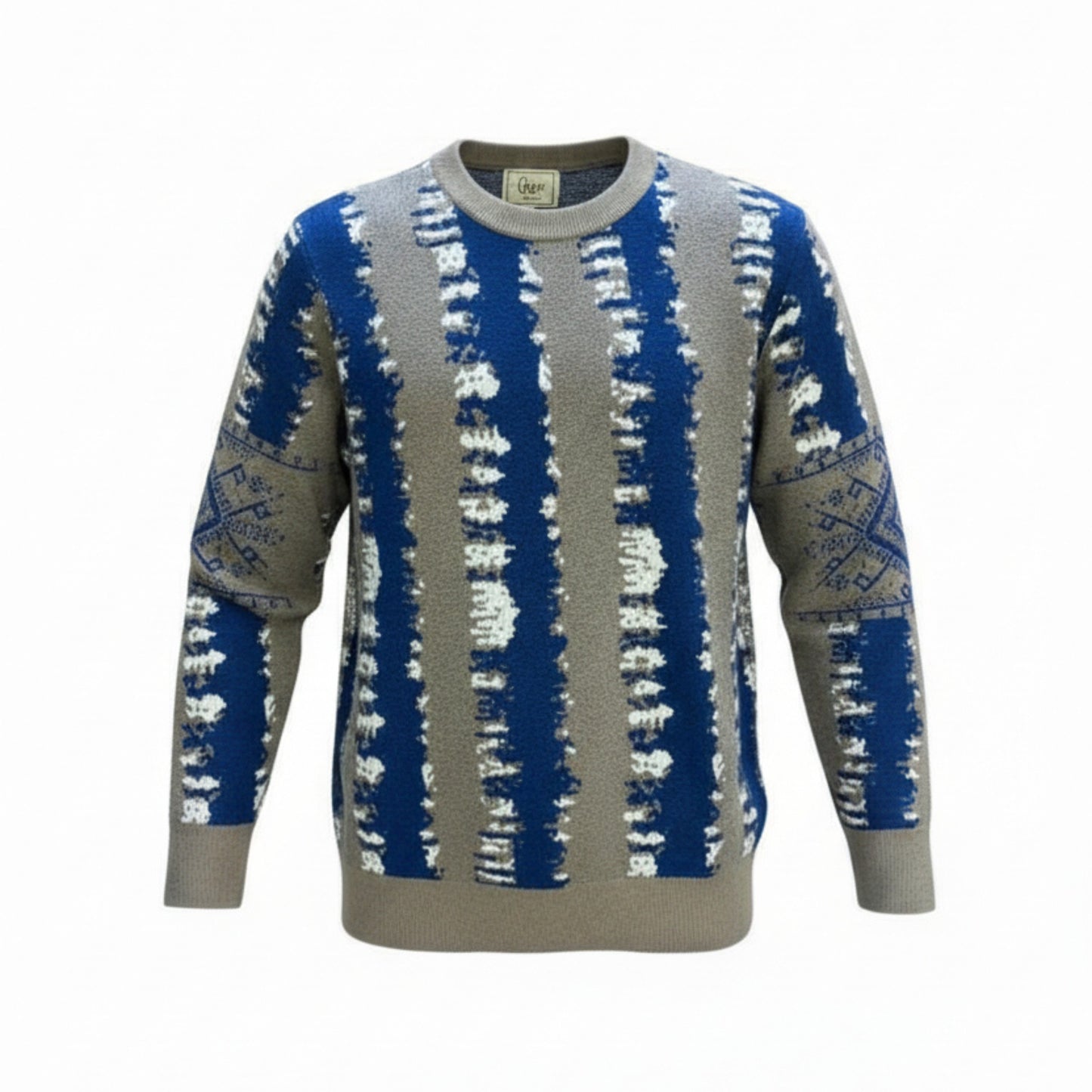 Chenille SC-432-Taupe Blue White Sweater