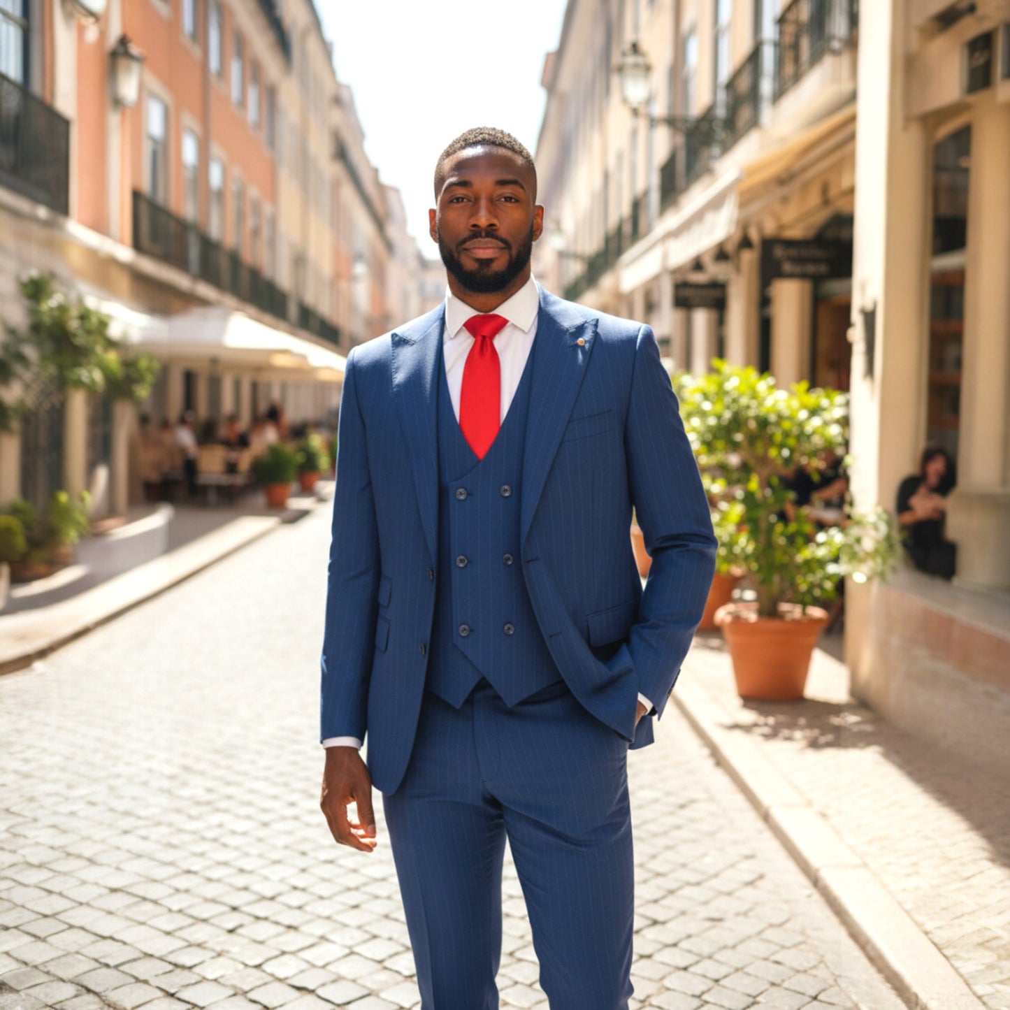 Tiglio Prossecco Blue Pinstripe 3 Piece Suit TL4044