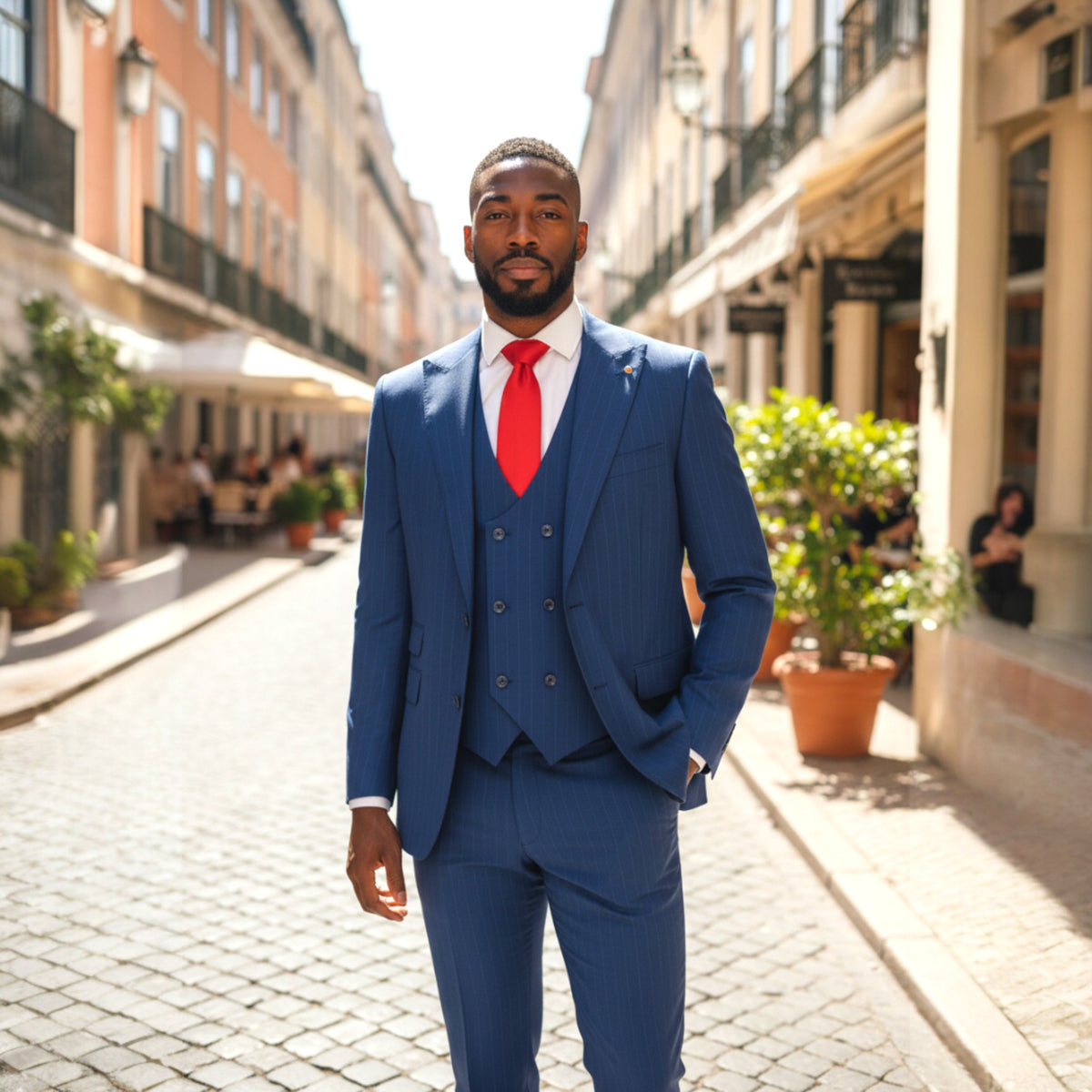 Tiglio Prossecco Blue Pinstripe 3 Piece Suit TL4044
