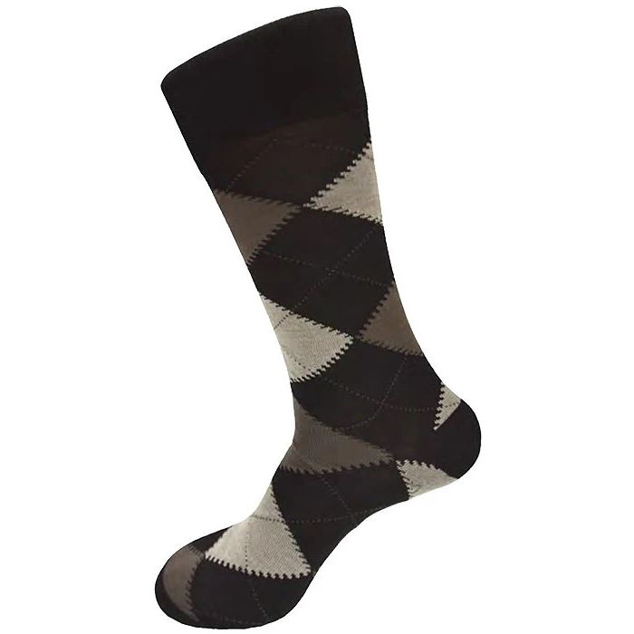 Vannucci Dark Brown Argyle Socks V872DBR