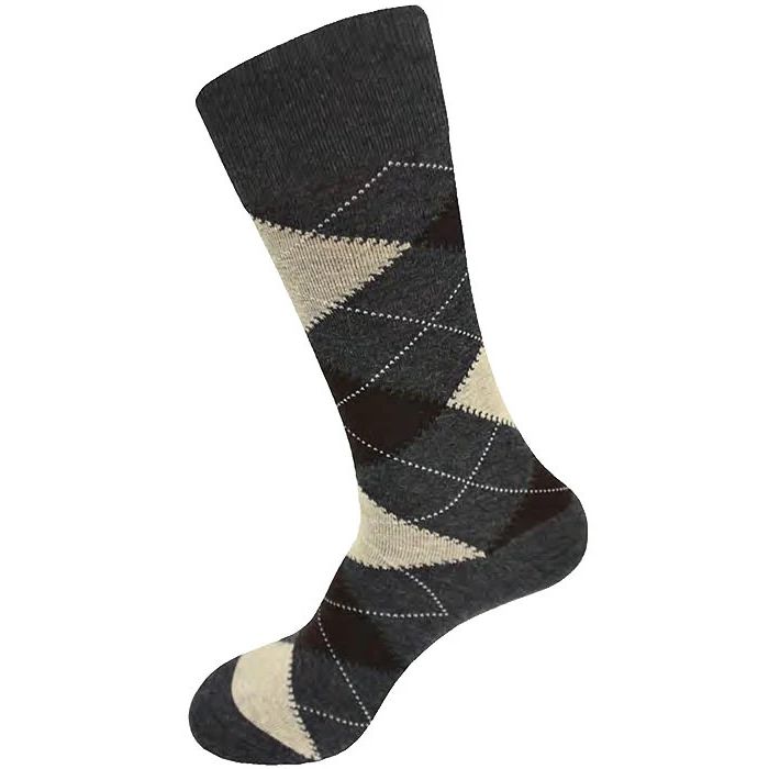 Vannucci Charcoal Brown Tan Argyle Socks V872
