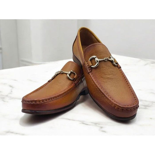 Carrucci Victor Cognac Deerskin Leather Sole Casual Loafer - KL201-01