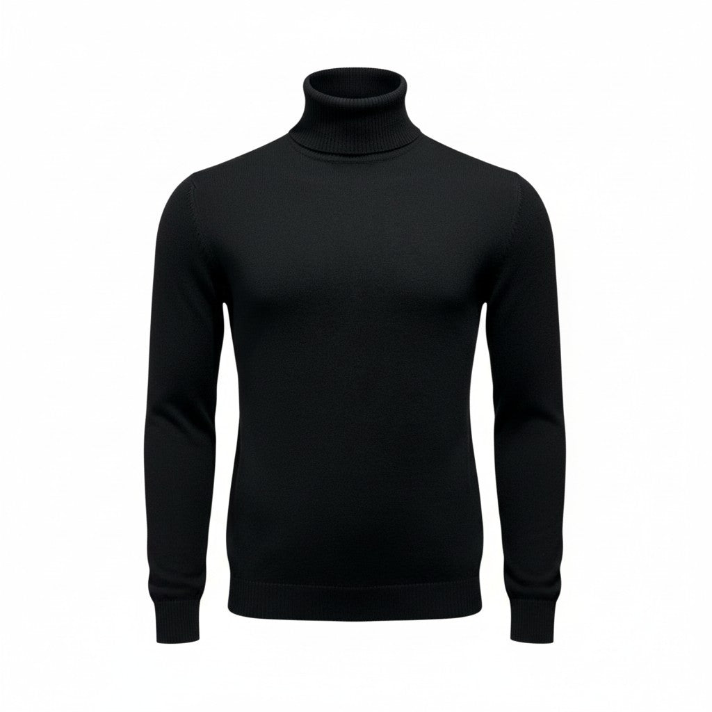 Lavane' Black Solid Turtlenecks