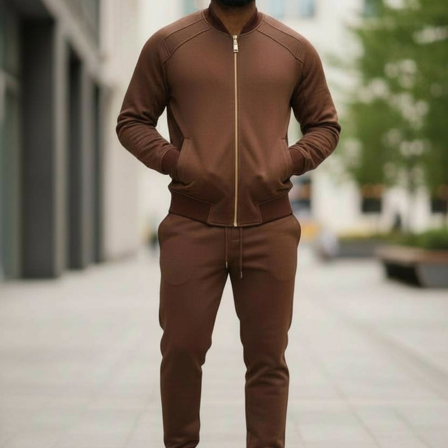 Prestige "Vita Luxe" Brown Jogger Lounge Bomber Suit LNG-200
