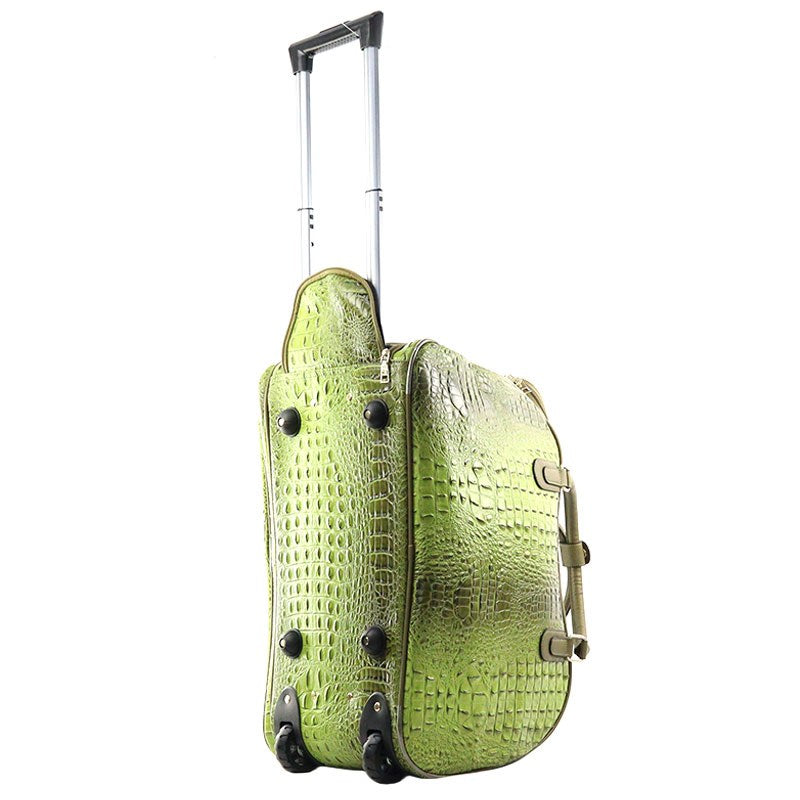 Ostrich Print Olive Rolling Duffle Travel Bag