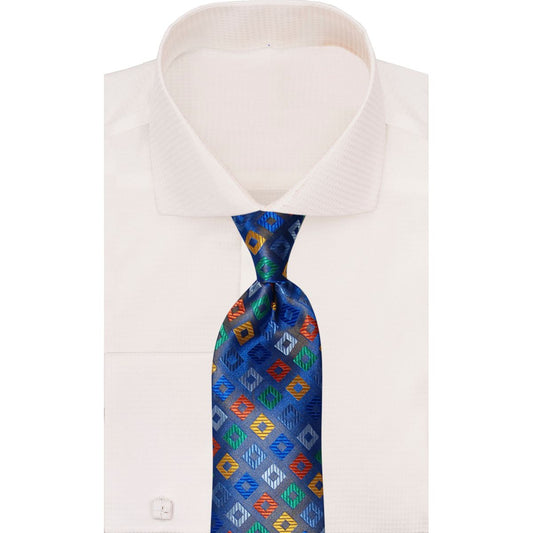 Verse 9 Royal Blue Multi Color Geometric Necktie DUNES-10