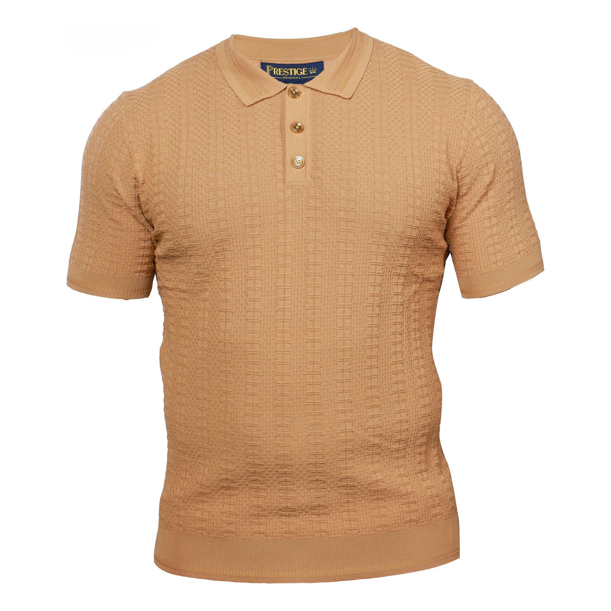 Prestige Luxury Khaki Textured Polo Shirt CMK-300-KHAKI