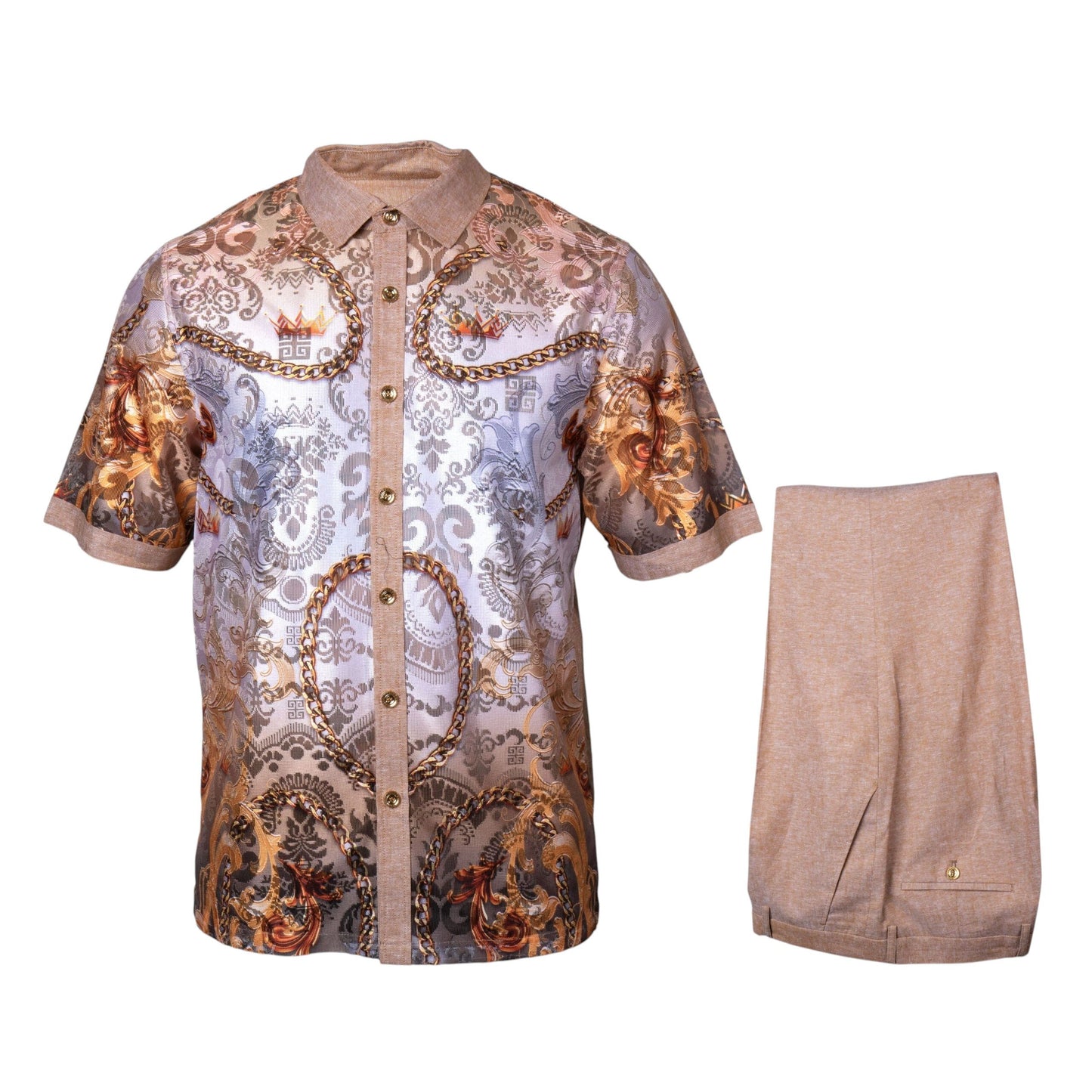 Prestige Luxury Khaki Laser Luxury Linen Casual Suit - LUX-660