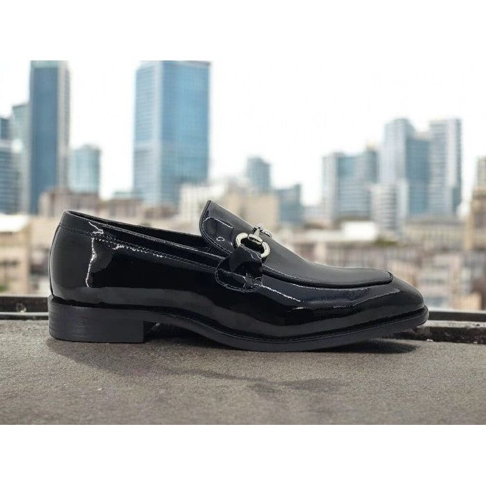 Carrucci Black Patent Leather Horsebit Buckle Loafer Dress Shoe - KS509-28P
