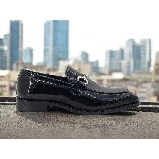 Carrucci Black Patent Leather Horsebit Buckle Loafer Dress Shoe - KS509-28P