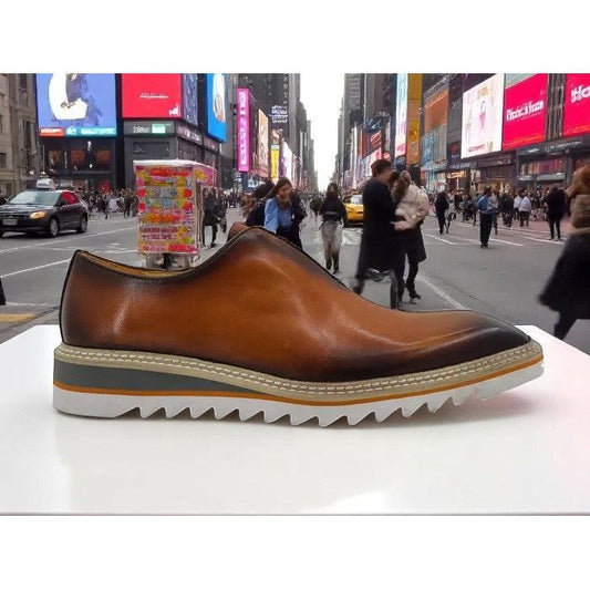 Carrucci Lace Less Cognac Loafer Contrast Color Lightweight Sole