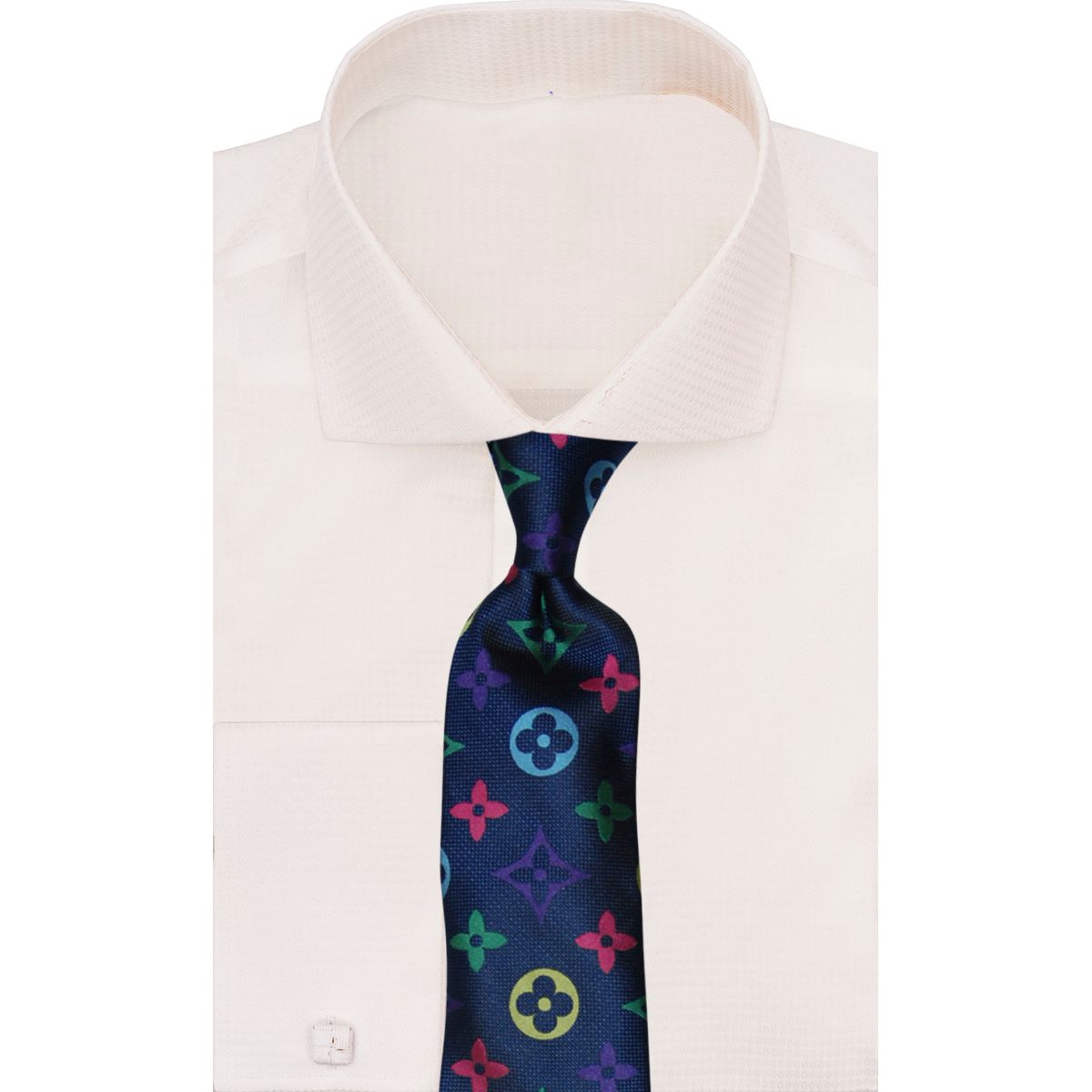 Verse 9 Navy LV Inspired Multicolor Necktie - LV-8