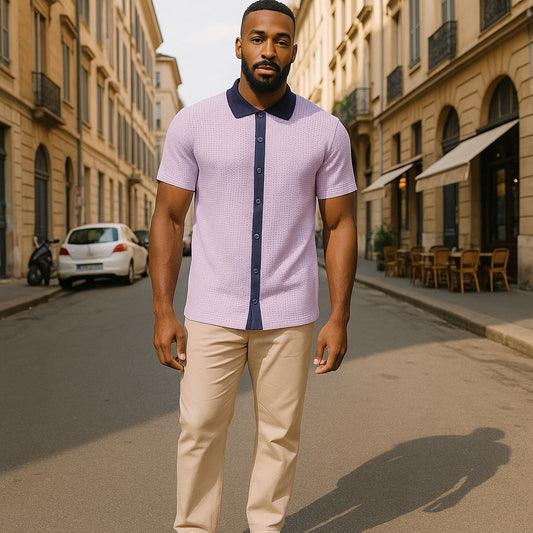 Couture Dusty Rose Purple Button Up Collar Shirt