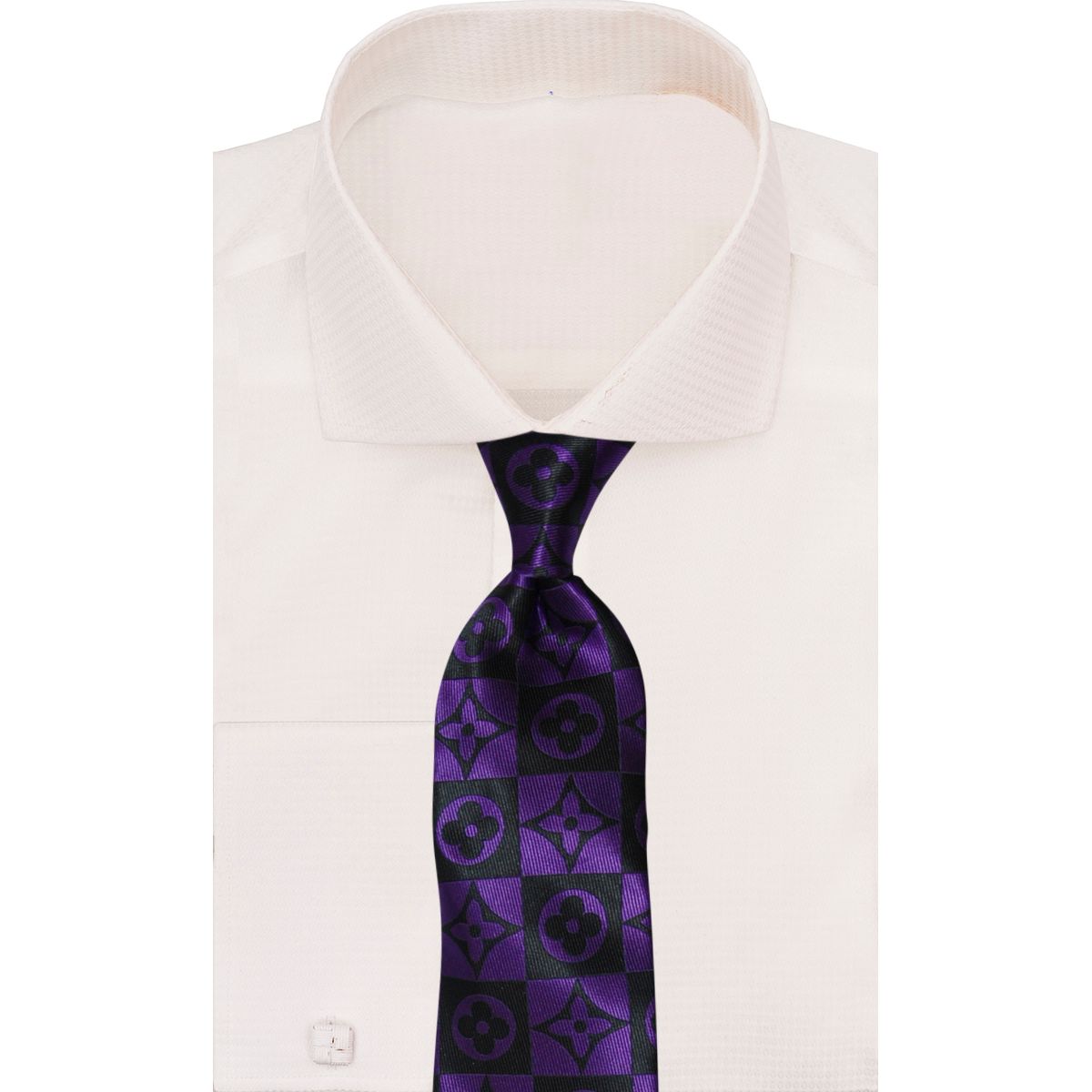 Verse 9 Purple Black LV Inspired Squared Necktie - LVSQ-13