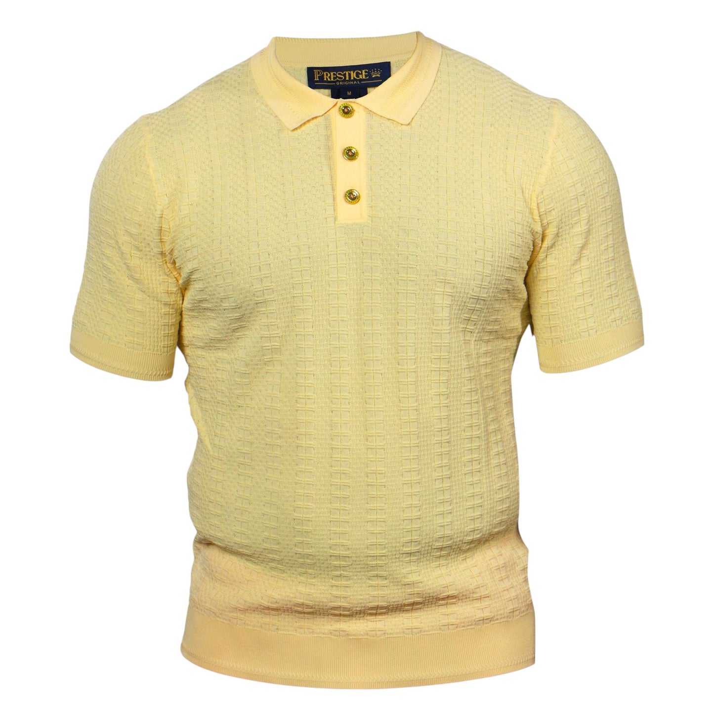 Prestige Original Yellow Textured Knit Polo Shirt