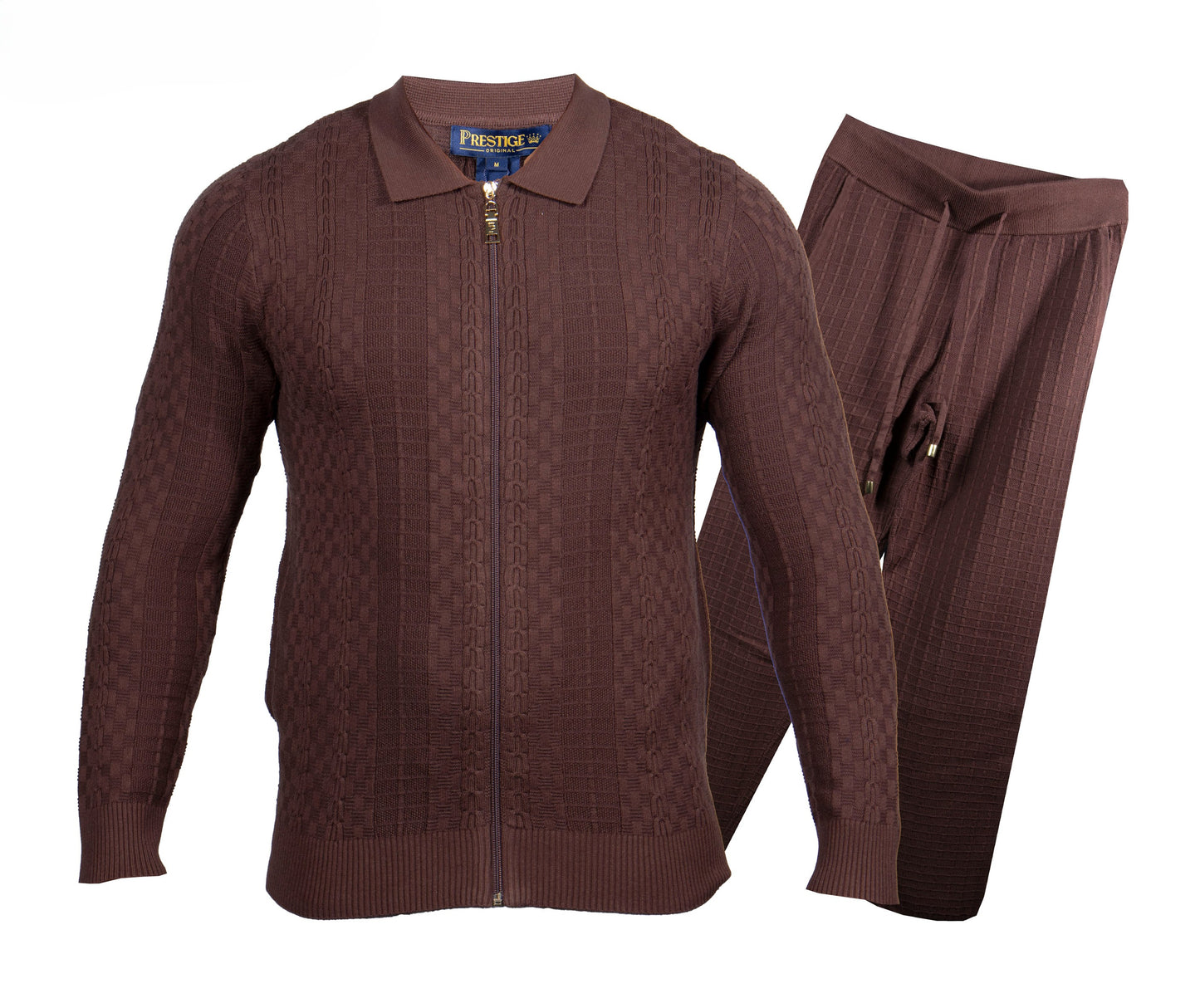 Prestige Brown Sweater Luxury Jogger Suit - LNG-370