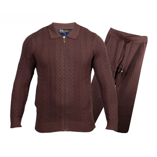 Prestige Brown Sweater Luxury Jogger Suit - LNG-370