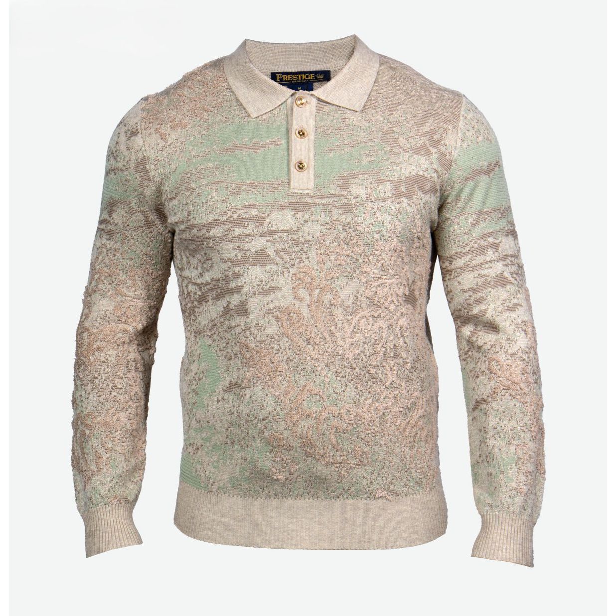 Prestige Luxury Biege Olive Polo Sweater - SW-652
