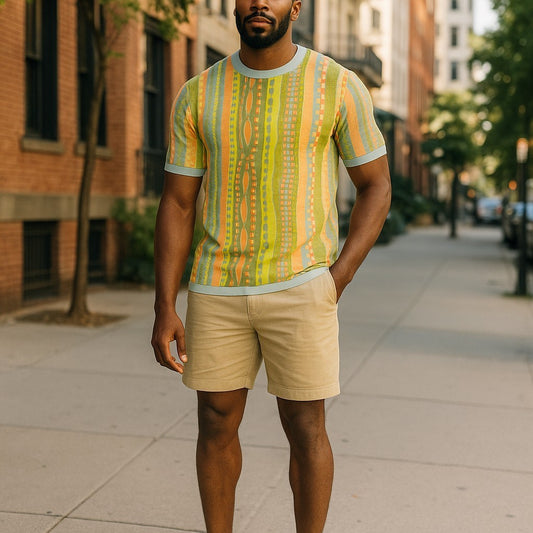Couture Coogi Style Sage Orange Crew Neck Shirt