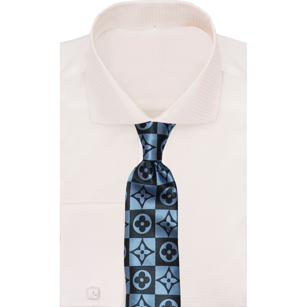 Verse 9 Black Blue LV Inspired Squared Necktie - LVSQ-14