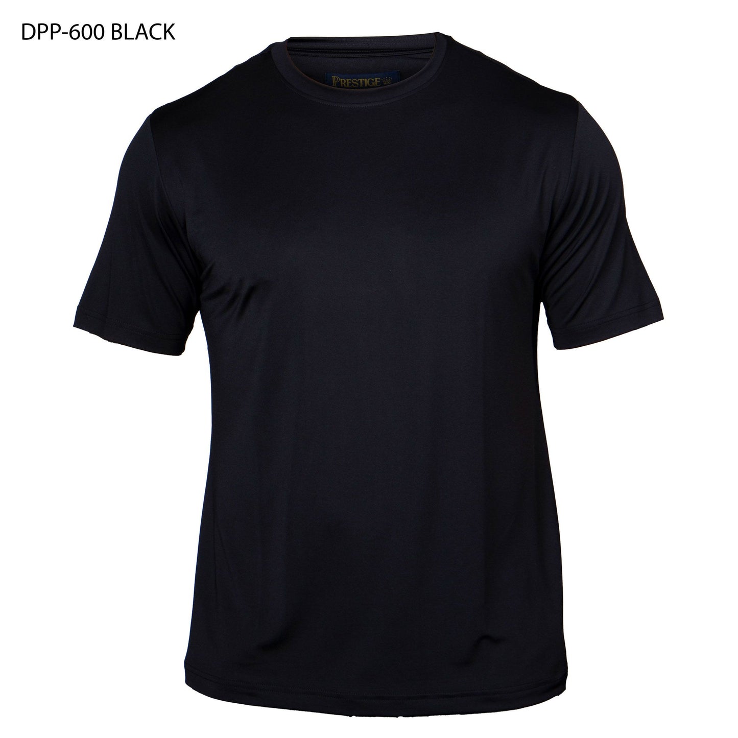 Prestige Luxury Black Satin Crew Short Sleeve Shirt - DPP-600