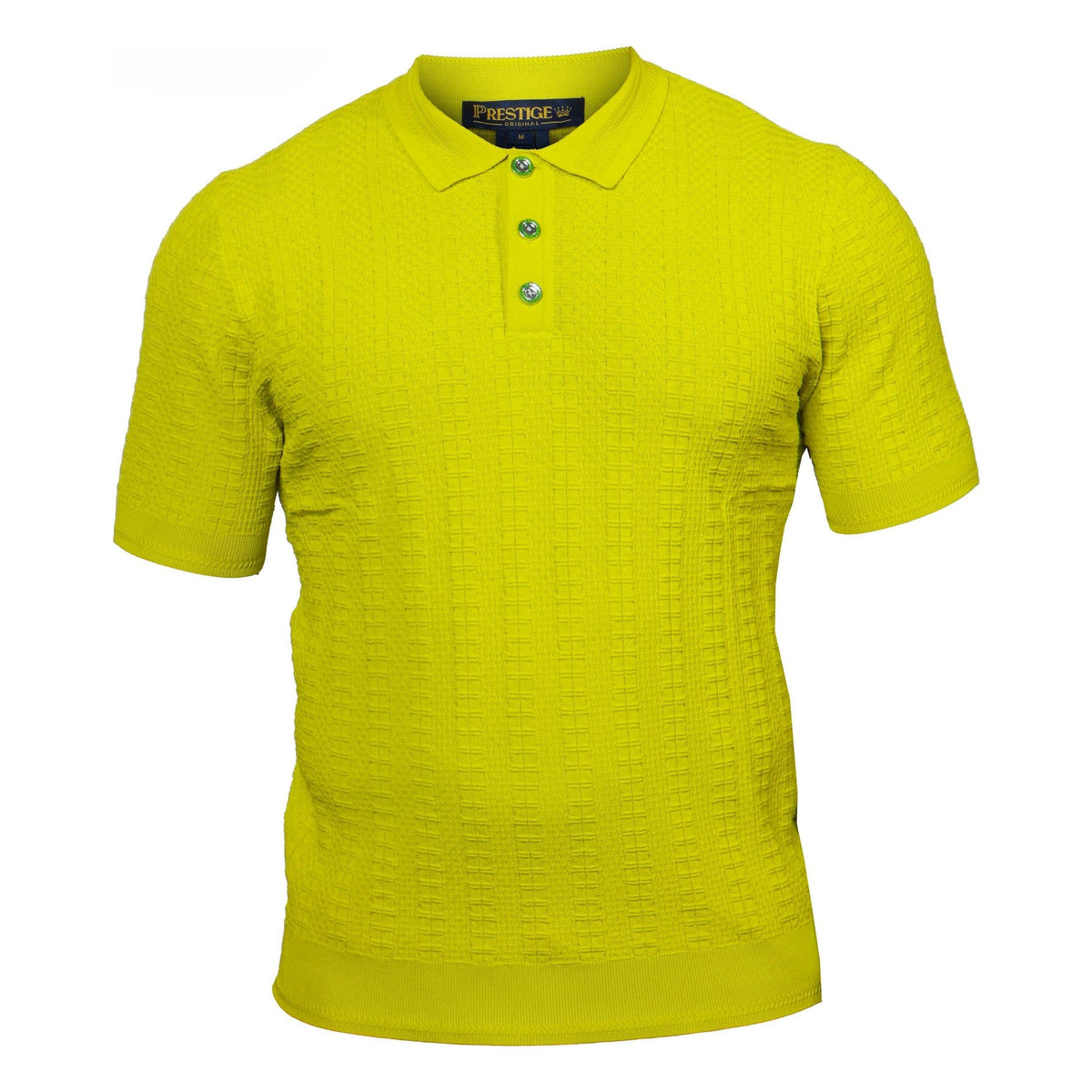 Prestige Luxury Citron Lime Textured Polo Shirt CMK-300-CITRON