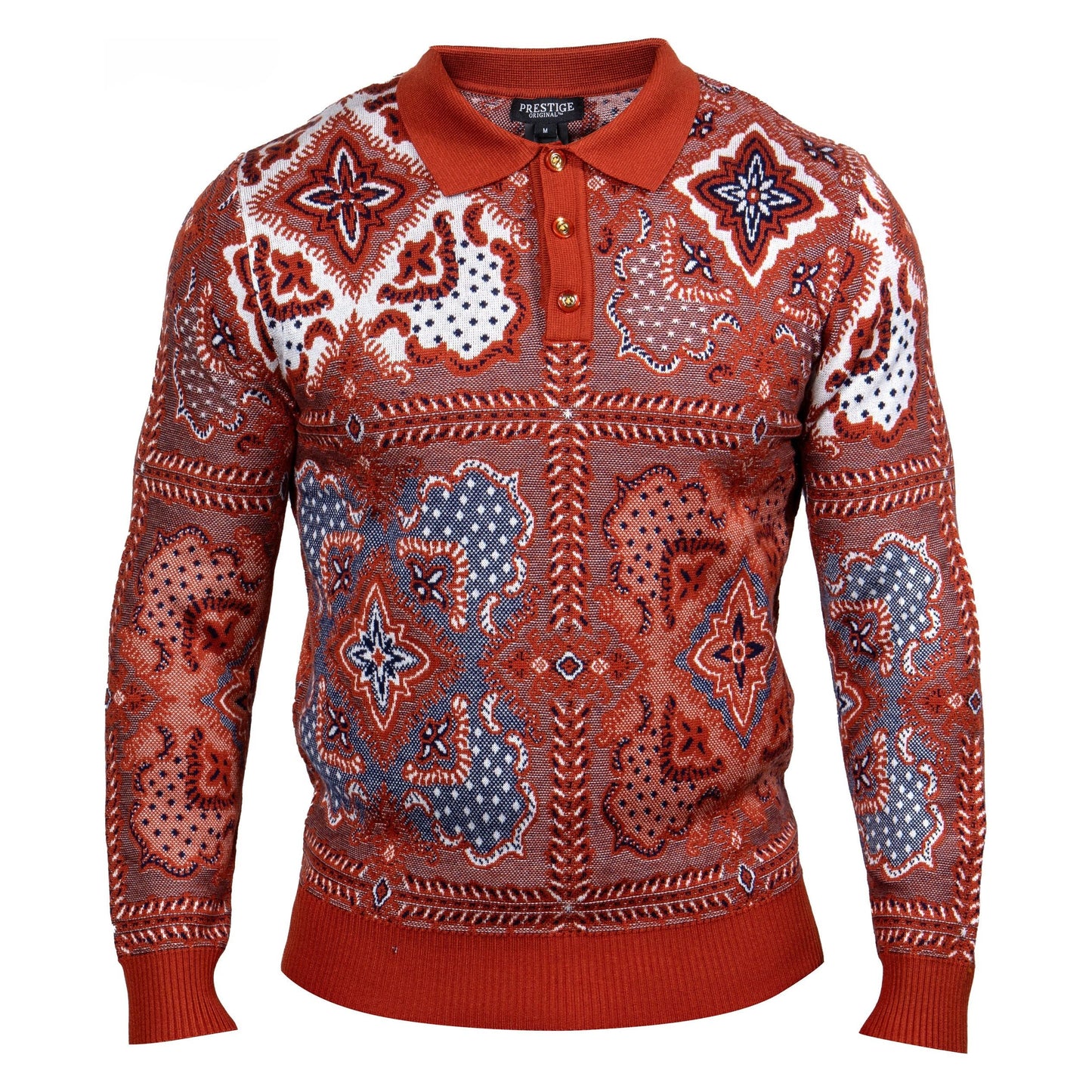 Prestige Original Rust White Navy Luxury Sweater SW-212 RUST