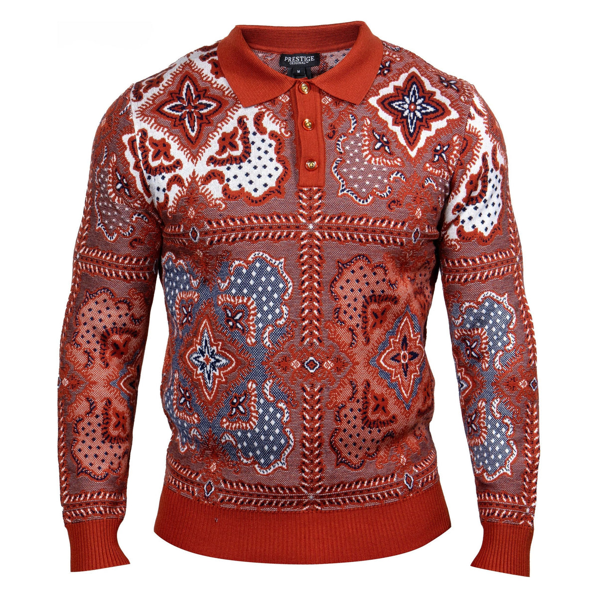Prestige Original Rust White Navy Luxury Sweater SW-212 RUST
