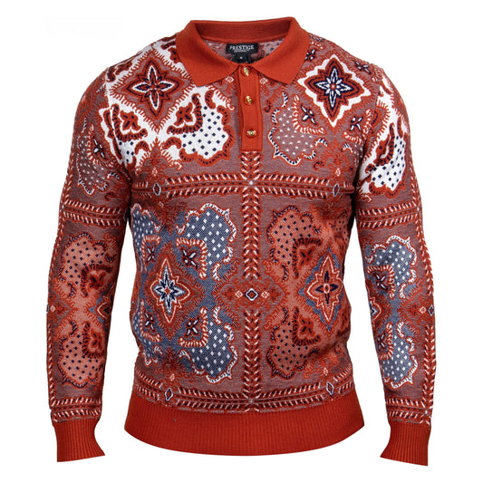 Prestige Original Rust White Navy Luxury Sweater SW-212 RUST