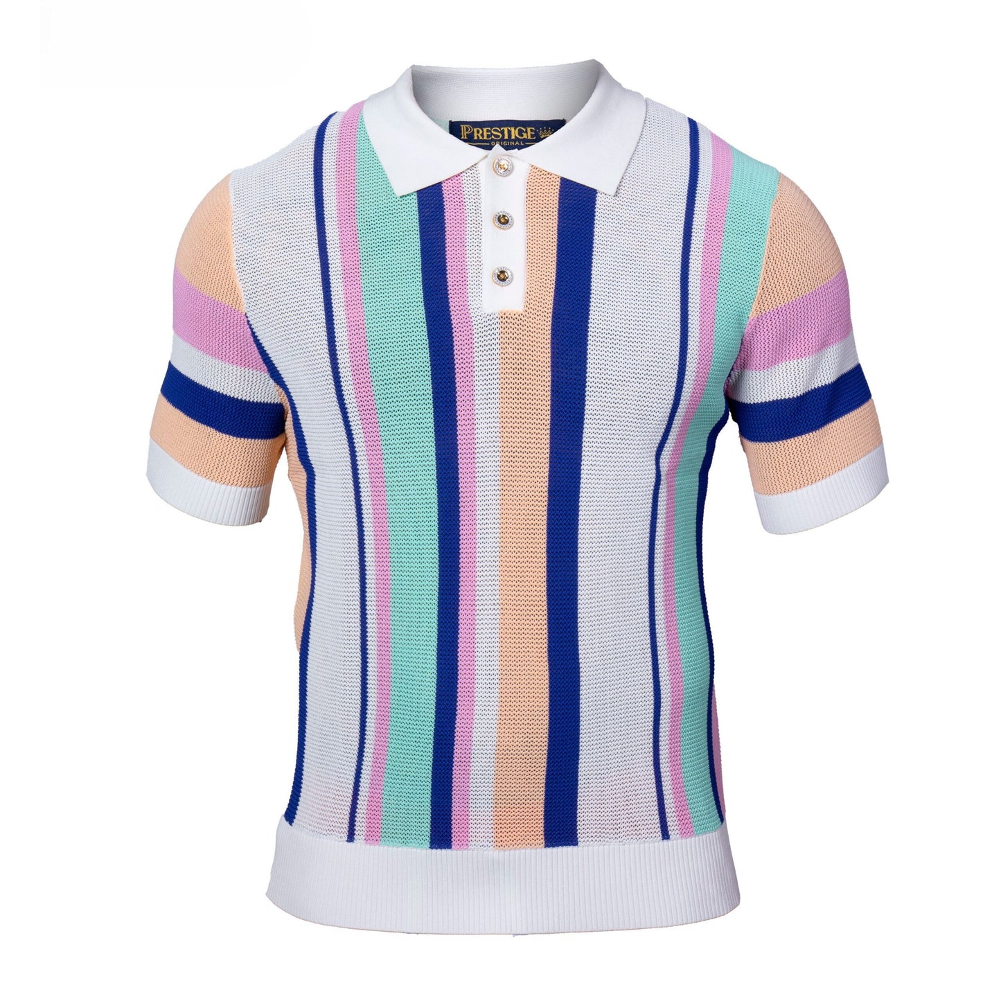 Prestige Luxury Royal Pink Teal Polo Short Sleeve Shirt CMK-6026