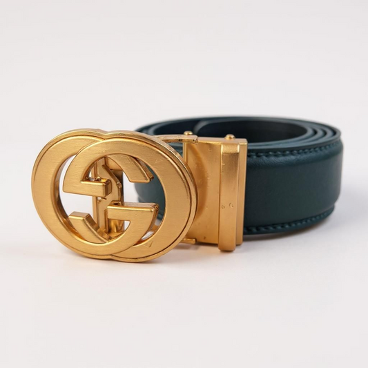 Designer Gold GG Genuine Leather Green Belt G165g