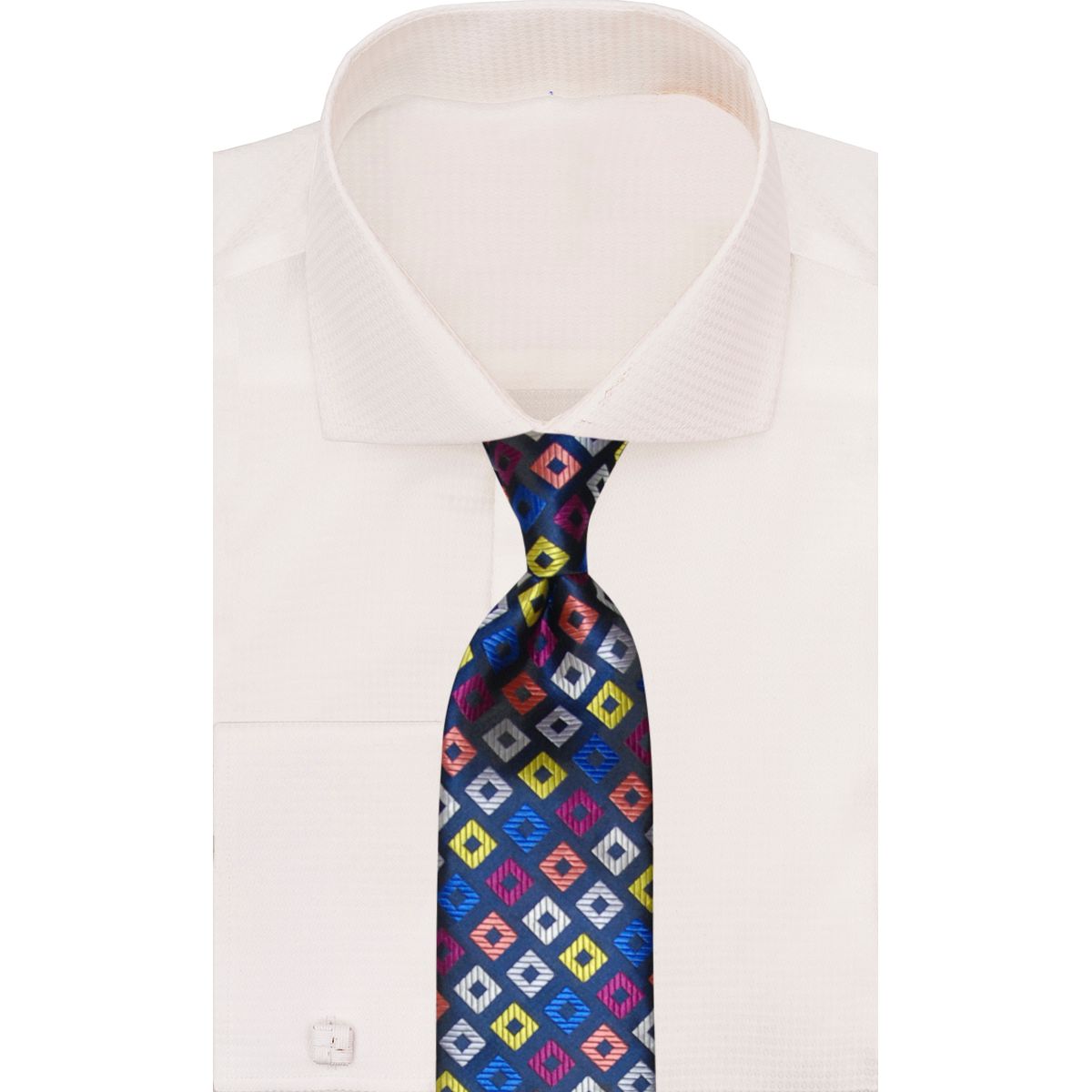 Verse 9 Navy Multi Color Geometric Necktie DUNES-4