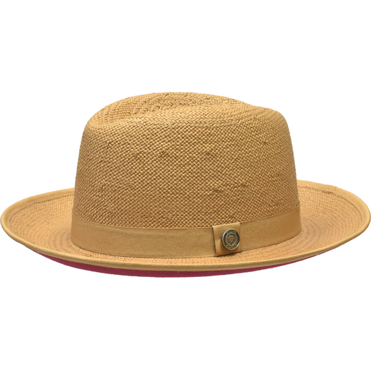 Acorn Straw Red Bottom Fedora Brim Hat