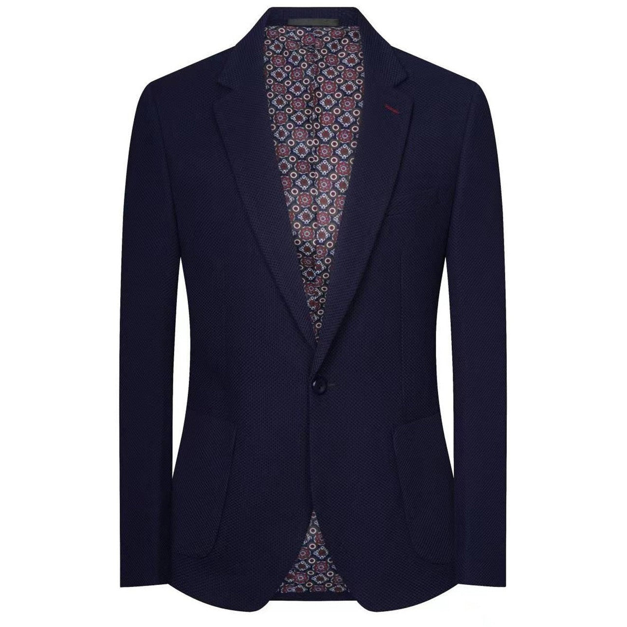 Navy Waffle Knit Patch Pocket Blazer - SYM