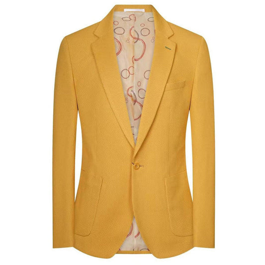 Mustard Waffle Knit Patch Pocket Blazer - SYM