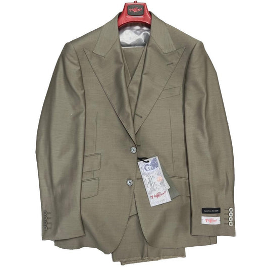 Tiglio Rosso Marbella Taupe Wide Leg Wool 3PC Suit