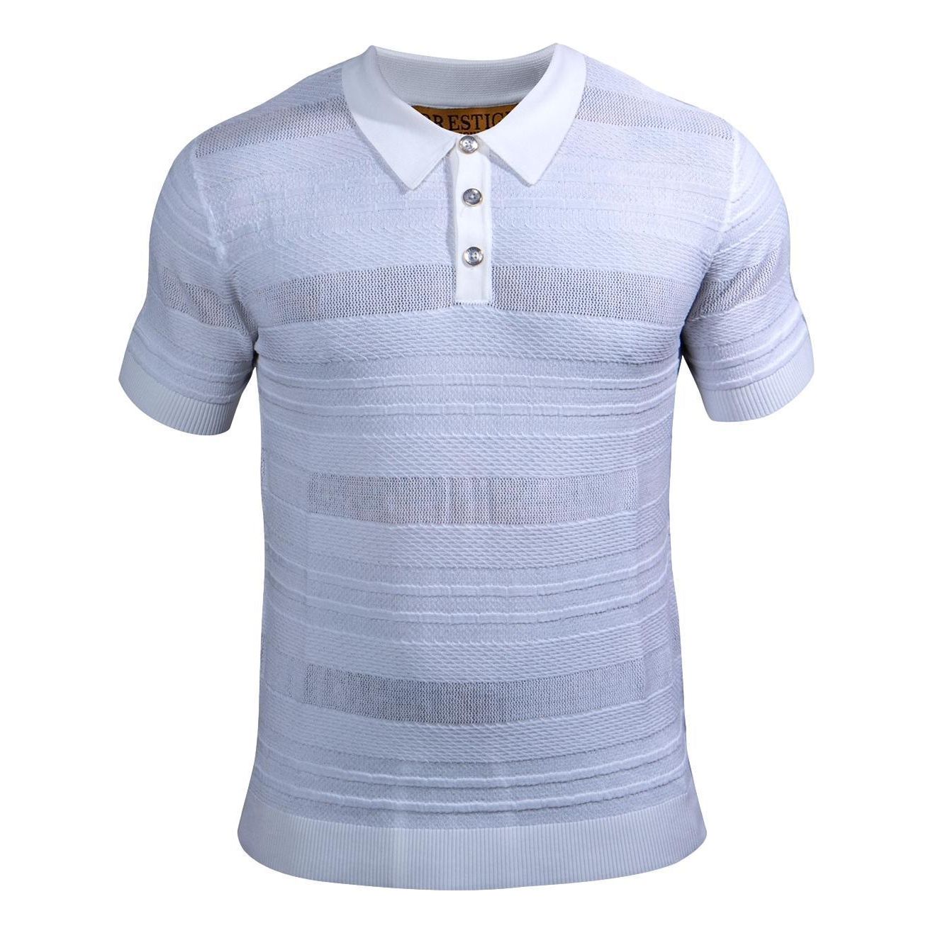 Prestige White Knit Polo Shirt CMK-207